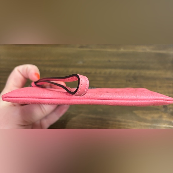 Coach Signature Embossed Pebbled Leather Corner Zip Wristlet in Pink - Picture 5 of 9